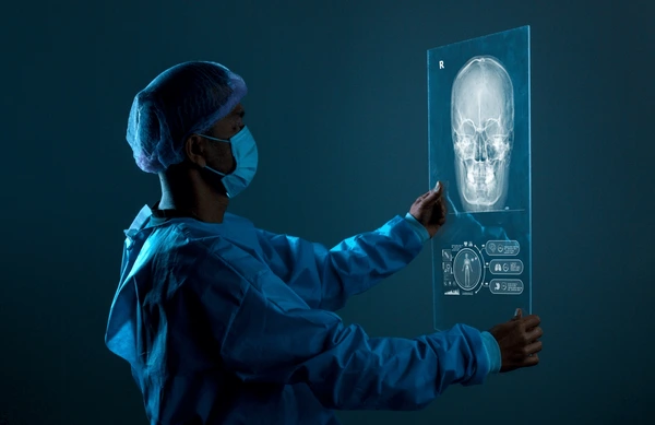 Doctor examining X-ray